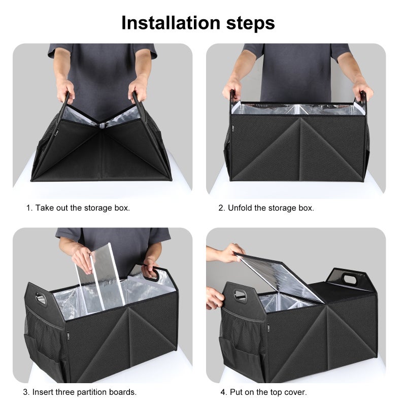 Large Trunk Organizer with Removable Leak-Proof Insulated Cooler Bag, Nylon 600D Material, Essential Car Accessory for Clean and Organized Vehicle, Suitable for Cars, SUVs, Trucks - Image 2