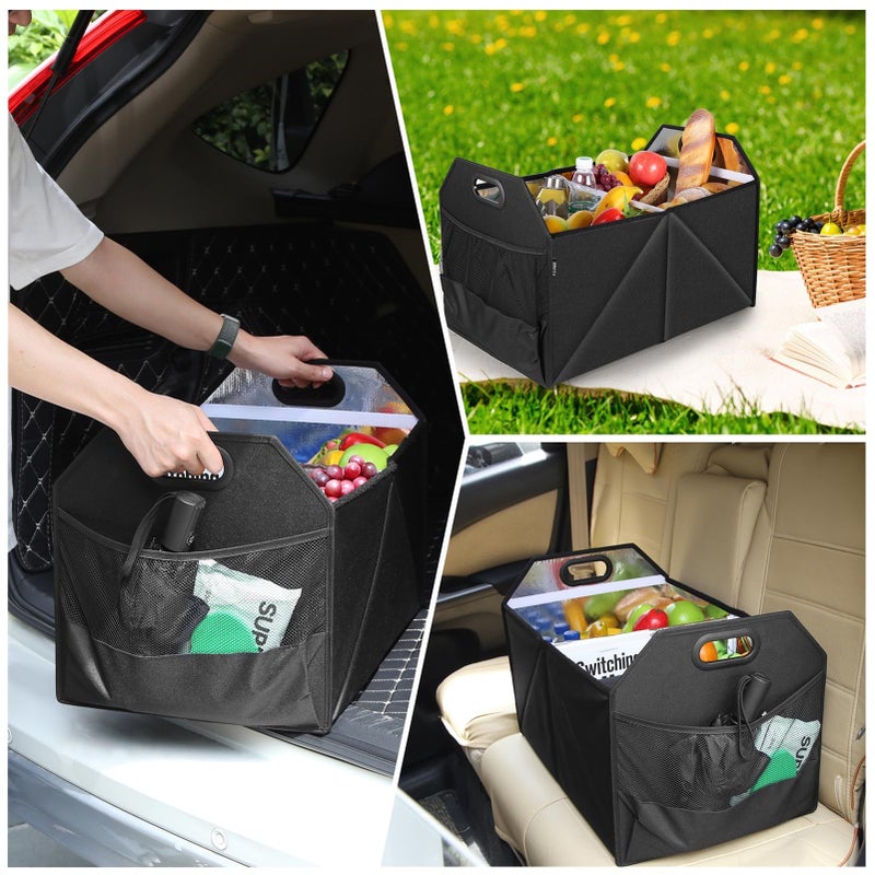 Large Trunk Organizer with Removable Leak-Proof Insulated Cooler Bag, Nylon 600D Material, Essential Car Accessory for Clean and Organized Vehicle, Suitable for Cars, SUVs, Trucks - Image 3
