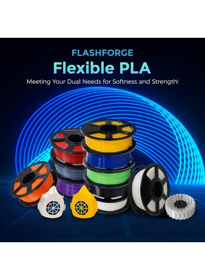 FLASHFORGE FLASHFORGE PLA Flexible 1.75 mm, 4X longer stretch 3D Printer Filament 1Kg (2.2lbs) Spool - Dimensional Accuracy +/- 0.02 mm, Ideal for Printing Soft Accessories  - Image 2