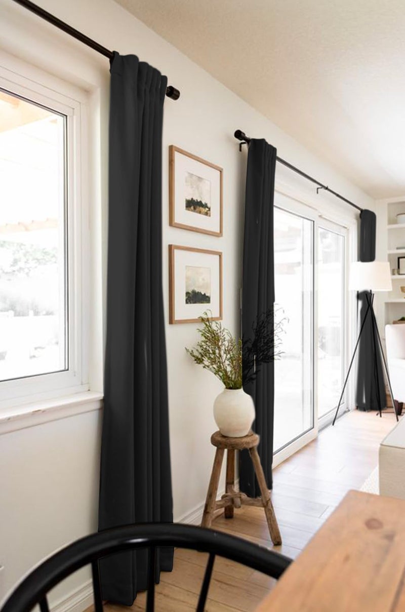 100% Blackout Shield Linen Blackout Curtains for Bedroom 102 Inches Long Back Tab/Rod Pocket Living Room Drapes Thermal Insulated Textured Blackout Curtains 2 Panels Set 50"" W x 102"" L Black - Image 5