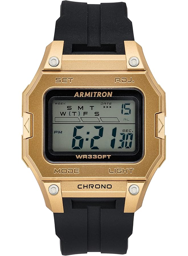 Armitron Men's Digital Chronograph Resin Strap Watch 40 8460 Black Gold - Image 1