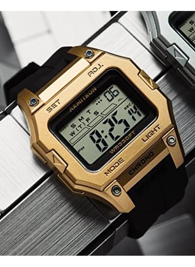 Armitron Men's Digital Chronograph Resin Strap Watch 40 8460 Black Gold - Image 3