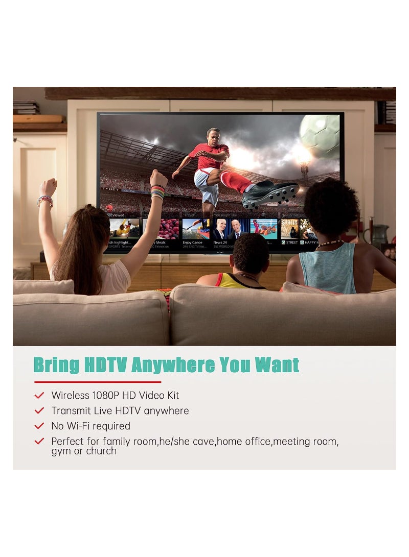 Wireless HDMI Transmitter and Receiver Extender Kit, 1x4-200m (656Ft) 5.8GHz, 1080P@60Hz, with IR Control and HDMI Loop-Out for TV, DSLR, Projector, DVR, Laptop, PS5, and Switch.  - Image 2