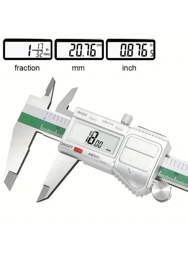 Green Digital Caliper 150mm High Precision LCD Display Fraction MM Inch - Image 1