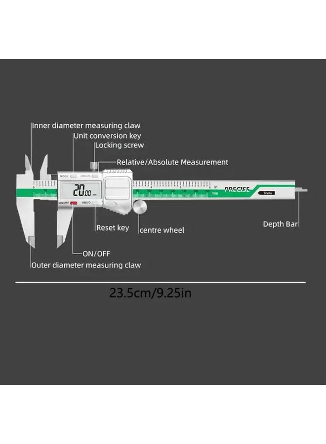 Green Digital Caliper 150mm High Precision LCD Display Fraction MM Inch - Image 3
