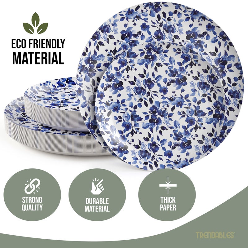 Trendables Heavy Duty Paper Plates Set For 16 Guests - 16 Each Of 8-inch And 10-inch Disposable Plates For Party - Fancy 32 Piece Dinnerware Set For All Occasions | Floral Design, Provincial - Image 3