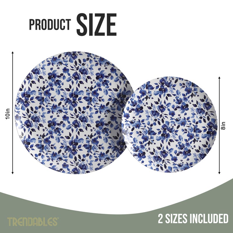 Trendables Heavy Duty Paper Plates Set For 16 Guests - 16 Each Of 8-inch And 10-inch Disposable Plates For Party - Fancy 32 Piece Dinnerware Set For All Occasions | Floral Design, Provincial - Image 2