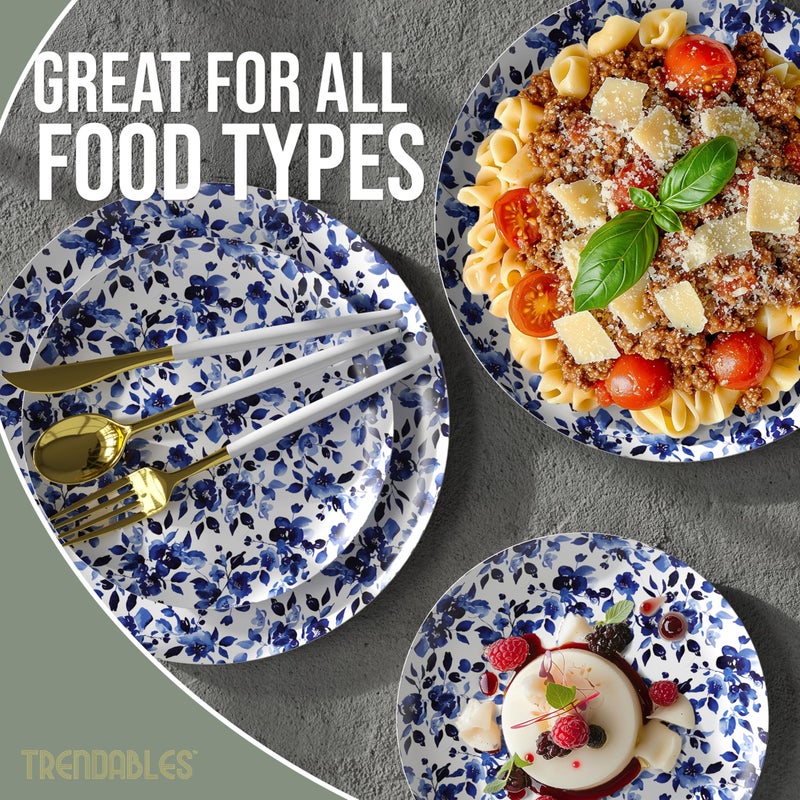 Trendables Heavy Duty Paper Plates Set For 16 Guests - 16 Each Of 8-inch And 10-inch Disposable Plates For Party - Fancy 32 Piece Dinnerware Set For All Occasions | Floral Design, Provincial - Image 4