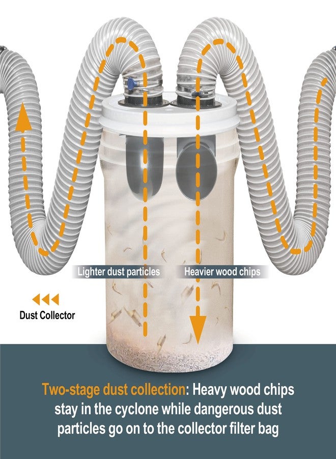 POWERTEC 70292V 4" Cyclone Dust Collection Elbows and Couplers Separator Kit for Woodworking Debris Containers, Buckets and Barrels - Image 3