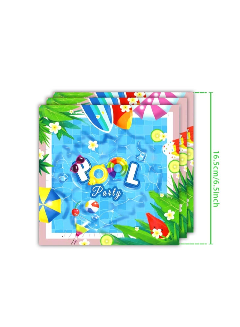 Joy Vibe Market 86Pcs Pool themed Birthday Party Supplies Serve 10,Includes Disposable Paper Plates Napkins Cups Tablecloth and Banner for Birthday Party, Pool Party, Retire Party Decorations - Image 3