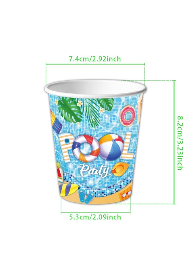Joy Vibe Market 86Pcs Pool themed Birthday Party Supplies Serve 10,Includes Disposable Paper Plates Napkins Cups Tablecloth and Banner for Birthday Party, Pool Party, Retire Party Decorations - Image 4