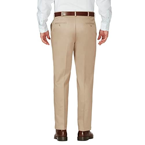 Haggar Mens Work To Weekend Hidden Expandable Waist No Iron Flat Front Dress-pants, Khaki, 40W X 29L US - Image 2