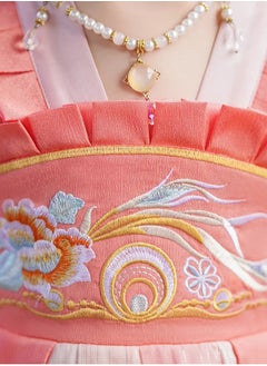 AROAQ Enchanting Hanfu Dress for Girls Traditional Chinese Costume with Floral Print Long Sleeves And Belt Detail Perfect for School Performances  - Image 4