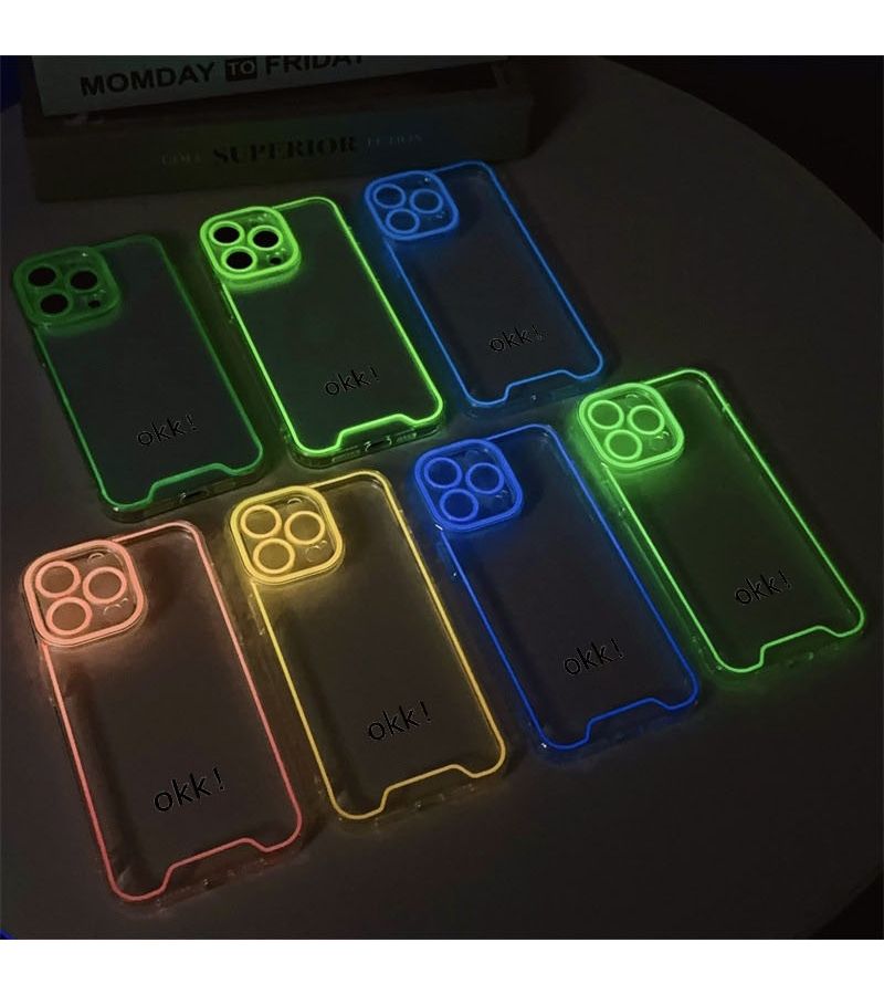 Glow In The Dark Yellow Phone Case For iPhone 12 Pro Minimalist Neon Candy Soft Cover - Image 1