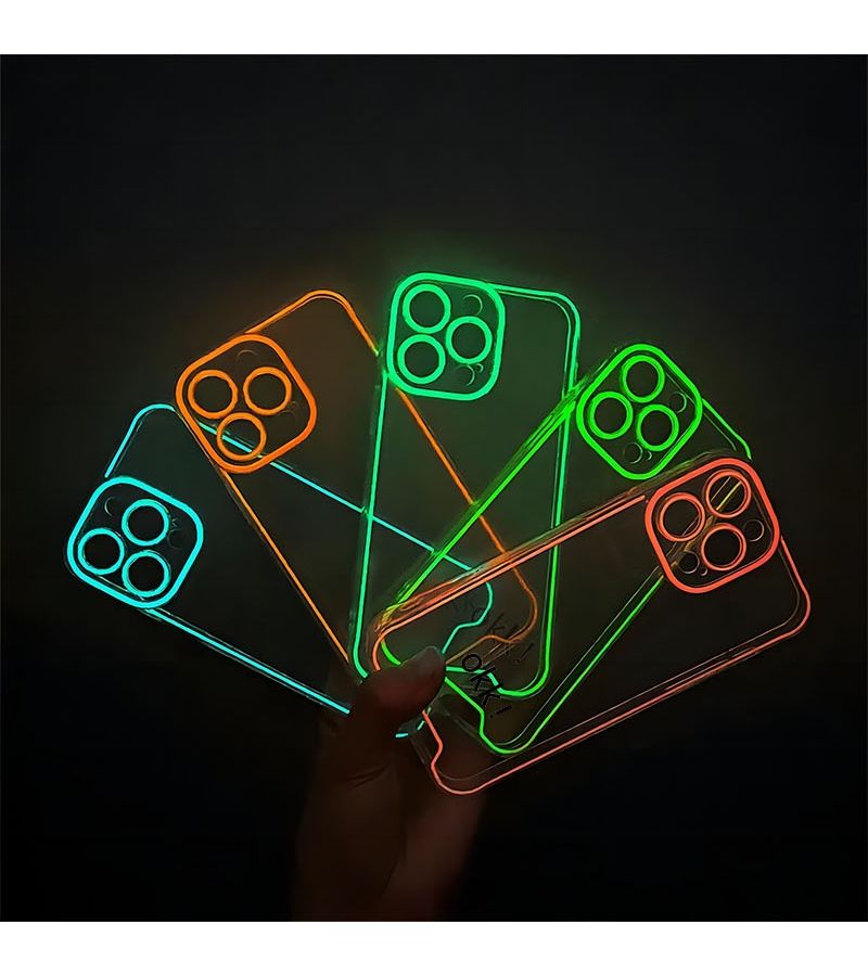 Glow In The Dark Yellow Phone Case For iPhone 12 Pro Minimalist Neon Candy Soft Cover - Image 3