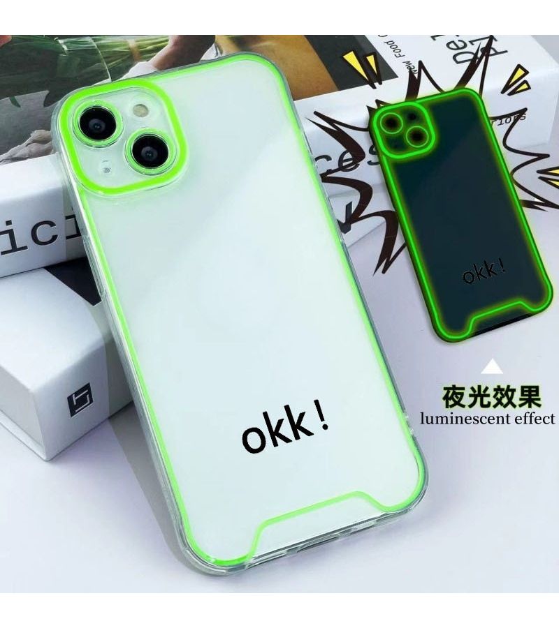 Glow In The Dark Yellow Phone Case For iPhone 12 Pro Minimalist Neon Candy Soft Cover - Image 4