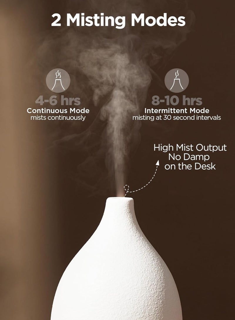 Oil Diffuser 250ML Ceramic Diffuser for Essential Oils Handcrafted Aromatherapy Diffuser Ultrasonic Cool Mist Humidifier with 2 Mist Modes Waterless Auto Off for Room Office White - Image 5