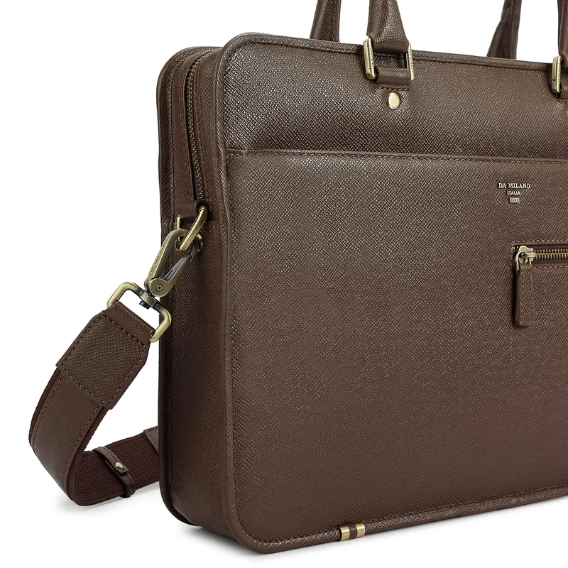 Da Milano  Franzy Leather Laptop Bag - Walnut  | Best Price UAE