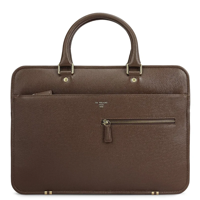 Da Milano  Franzy Leather Laptop Bag - Walnut  | Best Price UAE