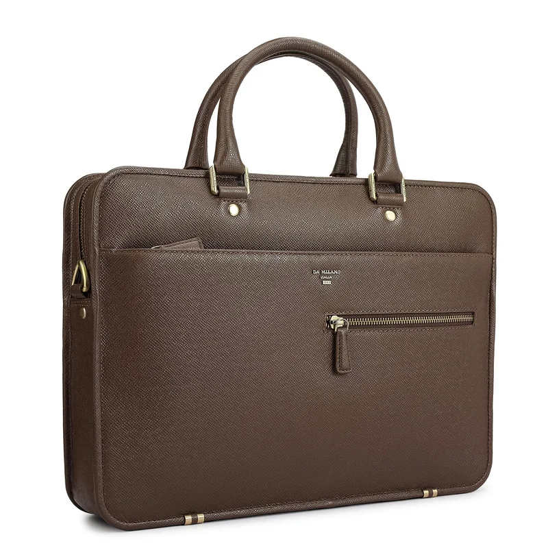 Da Milano  Franzy Leather Laptop Bag - Walnut  | Best Price UAE