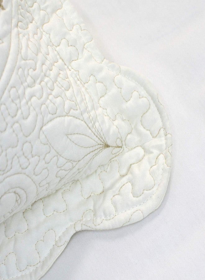 Brandream Cream White Vintage Embroidered Pillow Shams Standard Size Quilted Pillow Shams Set of 2 Ultra Soft - Image 5