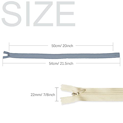 Renashed 50pcs 21.5 Inch Mix Beige&Grey Nylon Invisible Zippers for Tailor Sewer Sewing Craft Crafter's Special 20 Colors (Beige&Grey) - Image 2