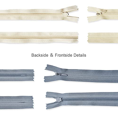 Renashed 50pcs 21.5 Inch Mix Beige&Grey Nylon Invisible Zippers for Tailor Sewer Sewing Craft Crafter's Special 20 Colors (Beige&Grey) - Image 5