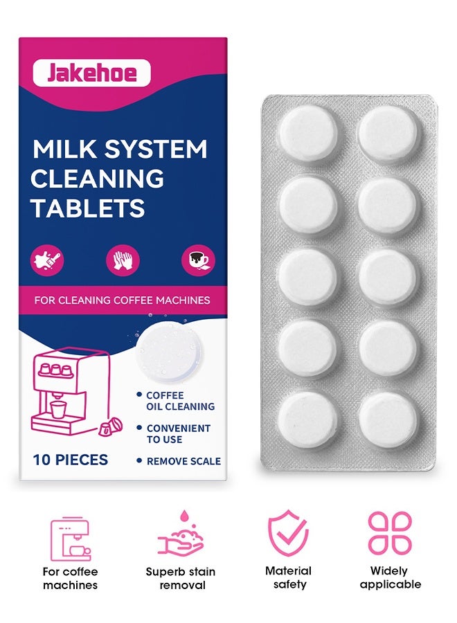 Jakehoe 10 Pack Milk System Cleaning Tablets for Automatic Coffee Machines - Compatible with Jura Automatic Coffee Machines - Includes Cleaning, Descaling Tablets, and Milk System Cleaner - Image 1