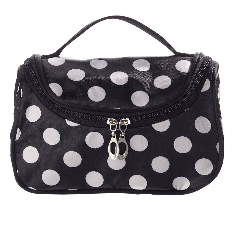 2pcs Fashion Women's Zipper Travel Cosmetic Makeup Bag Toiletry Bag Handbag Organizer (Black) - Image 2