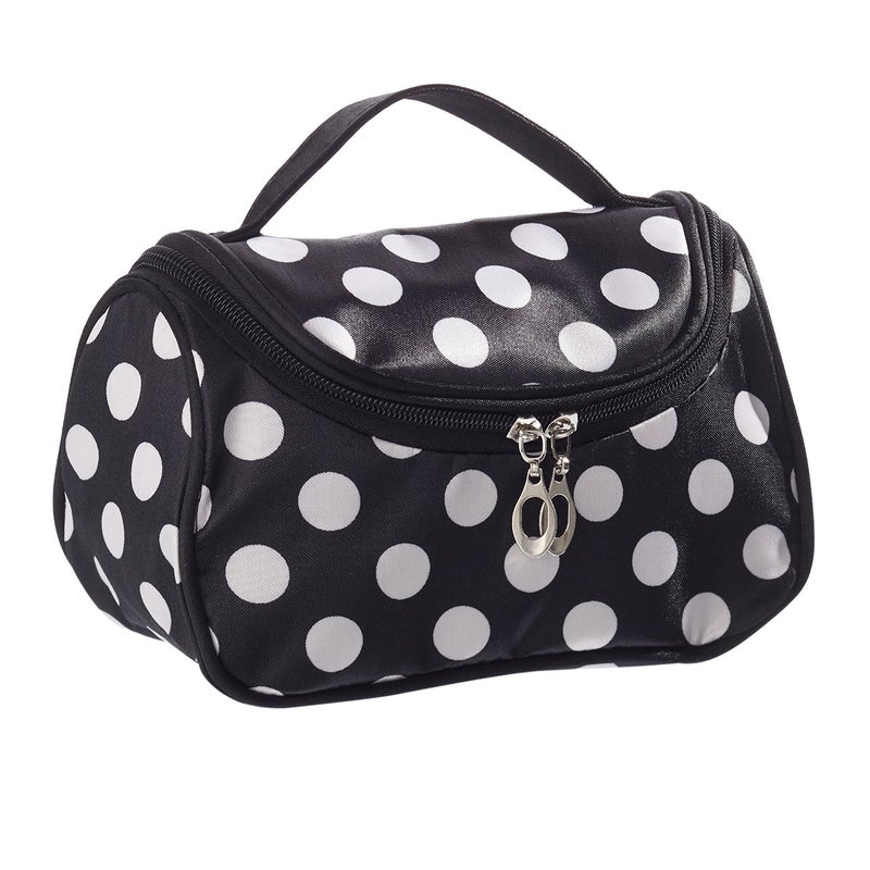 2pcs Fashion Women's Zipper Travel Cosmetic Makeup Bag Toiletry Bag Handbag Organizer (Black) - Image 4
