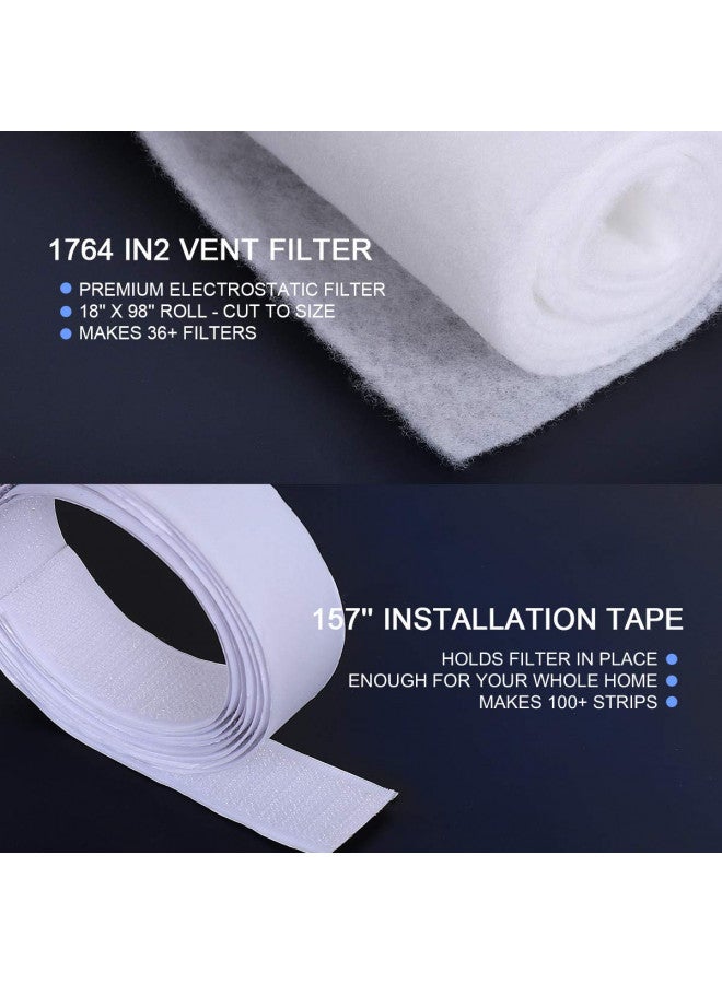 Lisol Lisol Complete Air Vent Filters Kit- 98 x 18'' Electrostatic Media With 157" of Installation Tape 36+ Filters per Roll for HVAC, AC & Heating Intake Registers & Grilles  - Image 4