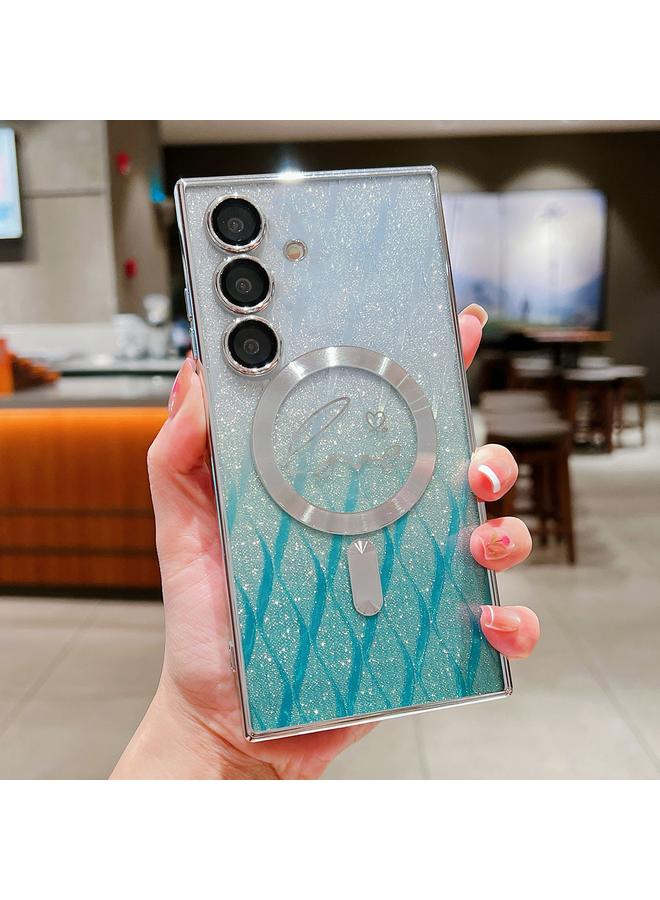 erorex Case For Samsung Galaxy S25+ 5G Dual-Love Leaves Gradient Glitter MagSafe TPU Phone Case - Image 1