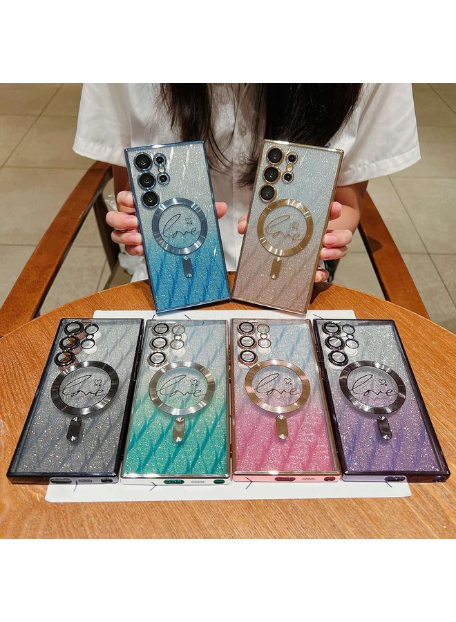 erorex Case For Samsung Galaxy S25+ 5G Dual-Love Leaves Gradient Glitter MagSafe TPU Phone Case - Image 2