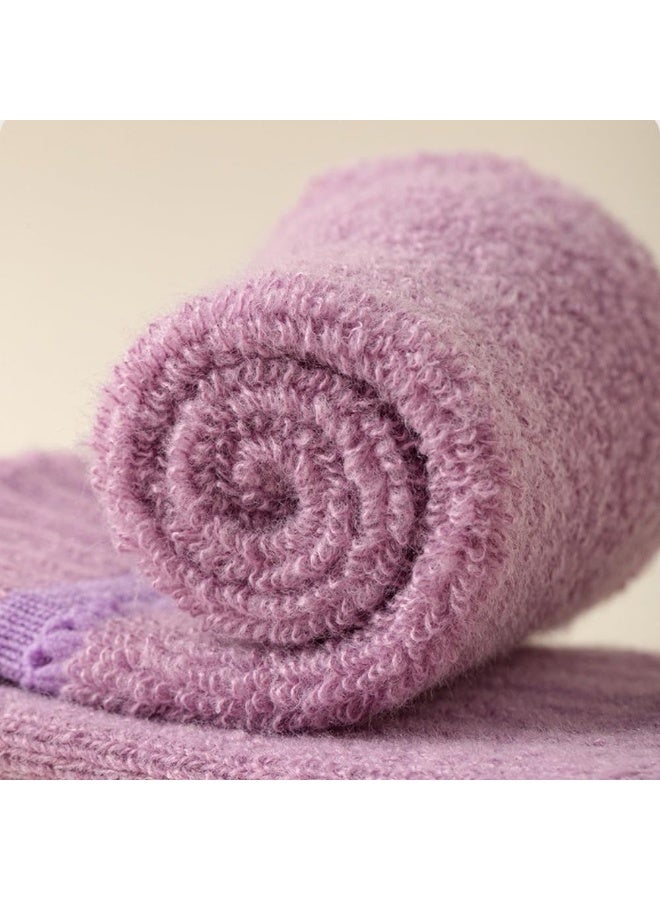 SANMUGEED Women's 4 Pairs Purple Plush Thickened Socks Soft Warm for Winter Daily Lounge Wear - Image 5