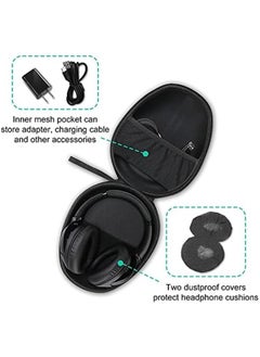 Procases Hard Shell Headphone Case For Sony Beats Philips Bose Jbl Maxell Panasonic Audio Technica Skullcandy And More Travel Carrying Bag With 2 Earpad Covers Black  - Image 5