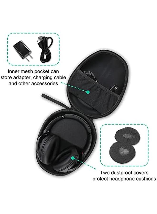 Procases Hard Shell Headphone Case For Sony Beats Philips Bose Jbl Maxell Panasonic Audio Technica Skullcandy And More Travel Carrying Bag With 2 Earpad Covers Black - Image 5