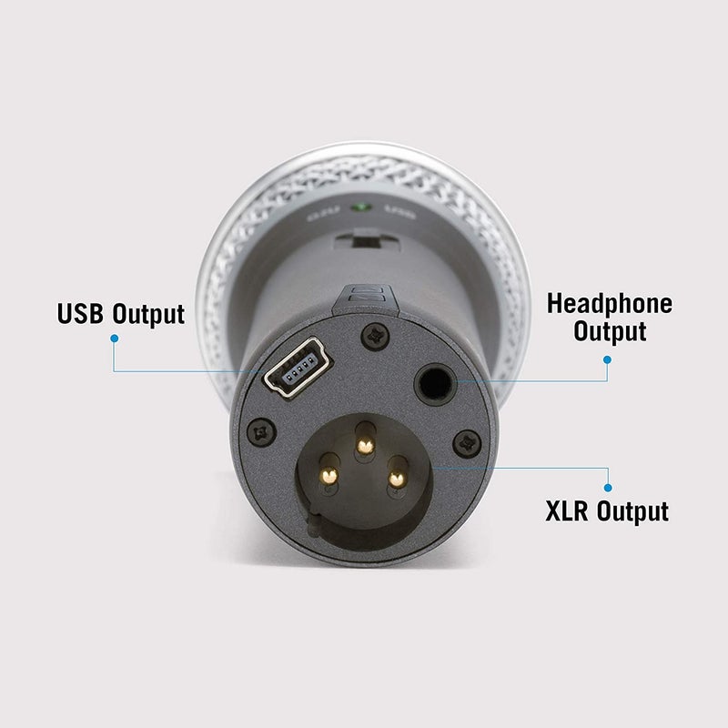 Samson حزمة ميكروفون ديناميكي سامسون تكنولوجيز Q2U USB/XLR للتسجيل والبودكاست (تشمل مشبك الميكروفون، حامل مكتبي، واقي ريح وكابلات)، فضي - Image 3
