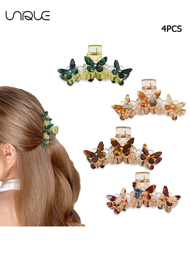 Unique 4 Pcs Claw Clips, Butterfly Claw Clips, Vintage PVC Hairpin Headwear, Beautiful Butterfly Hair Clips Hair Accessories for Girls and Women - Image 1