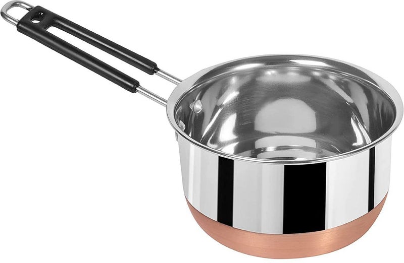 Nirvika Stainless Steel Sauce Pan Set of 3 Sauce Pan Milk Pan Tapeli Patila 2 Litre15 Litre 1 Litre Milk Boiler Cookware with Handle - Image 2