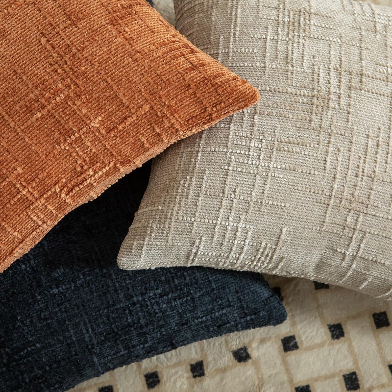 MANDIOO Pack of 2 Soft Chenille Textured Throw Pillow Covers Square Accent Solid Decorative Cushion Cover Cozy Farmhouse Pillow Case for Couch Sofa Bed Living Room 16x16 Inch Burnt Brick - Image 5