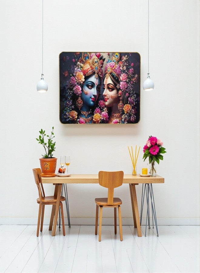 Masstone Radha Krishna Crystal Embedded High Gloss Wall Painting, Golden Slim Frame, 45x30 Cm Wall Art for Living Room, Bedroom, Office & Home Décor (CRG03) - Image 5