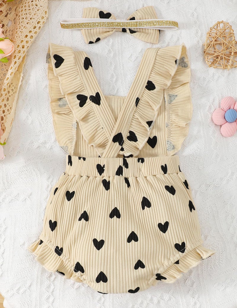 Fullfamous Newborn Baby Girl Clothes Outfits Romper Spring Summer Clothing Onesie Bodysuit Jumpsuit ropa de bebe niÃ±a Ecru with Heart Newborn - Image 3