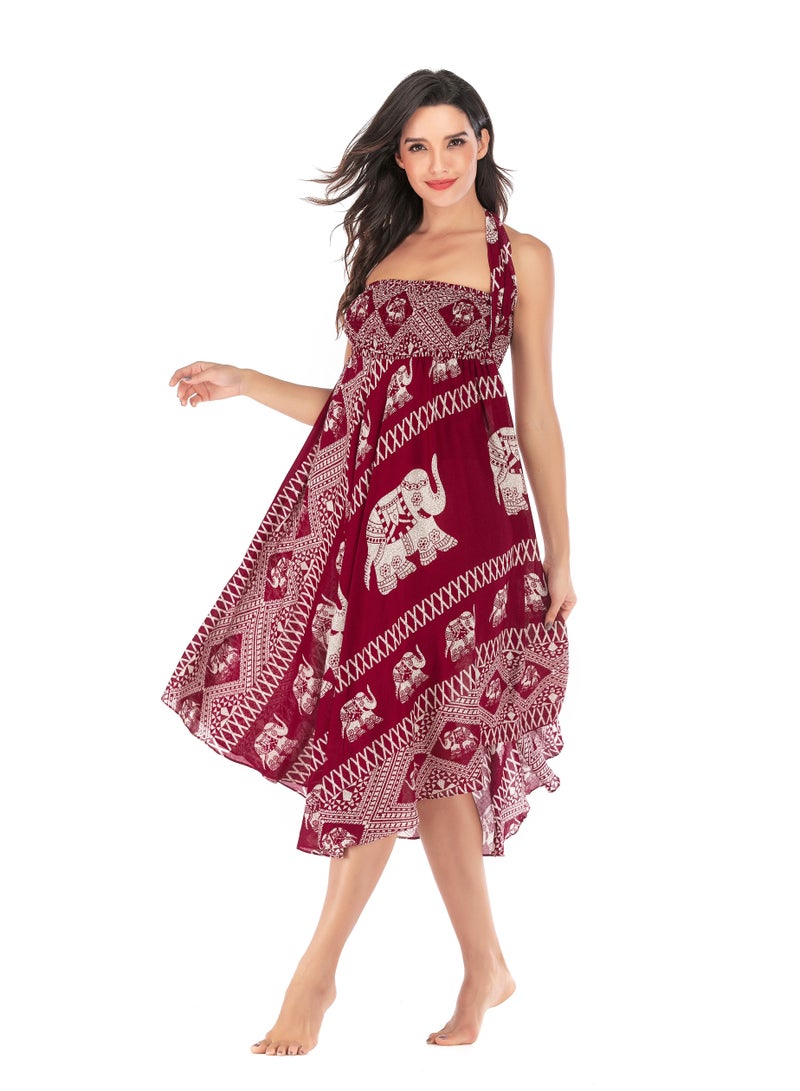 Loquat Casual Dress Half Skirt Beach Vacation Dresses Full Skirt  - Image 1
