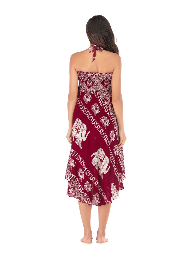 Loquat Casual Dress Half Skirt Beach Vacation Dresses Full Skirt  - Image 2