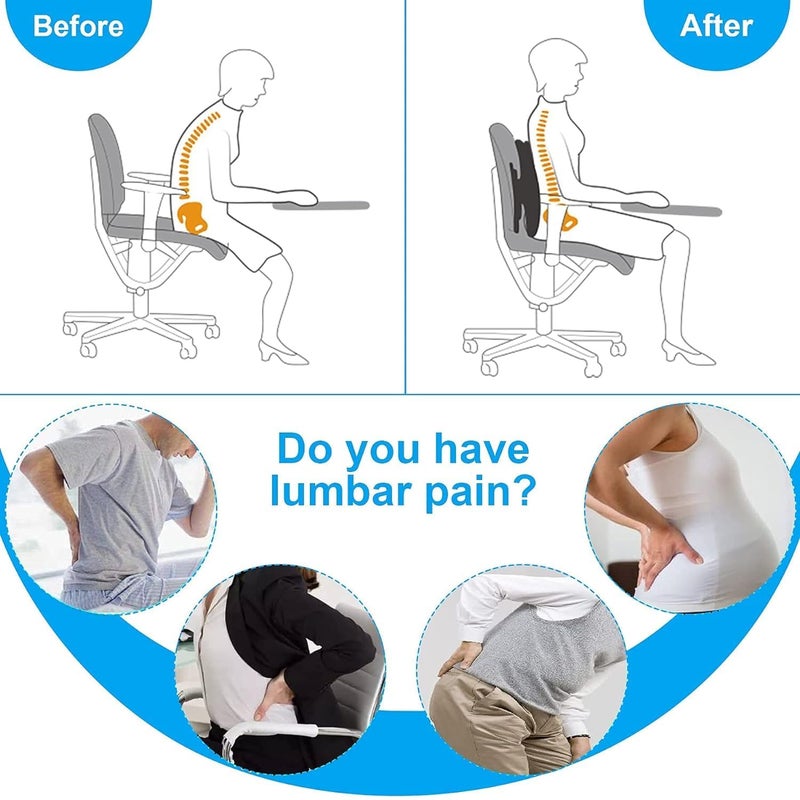 BLURISM Portable Stadium Seat Cushion Posture Support Pillow Back Posture Corrector Women Sitting Posture Correction Chair Professional Washable Ergonomic Back Support Pillow for Student Driver - Image 3