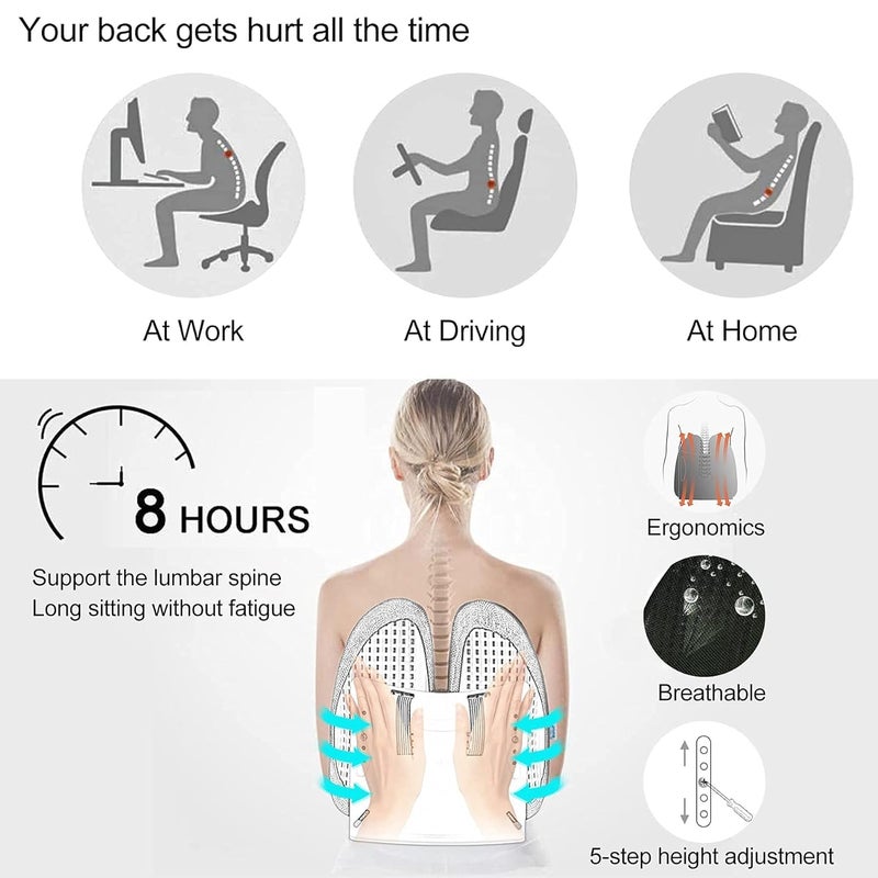 BLURISM Portable Stadium Seat Cushion Posture Support Pillow Back Posture Corrector Women Sitting Posture Correction Chair Professional Washable Ergonomic Back Support Pillow for Student Driver - Image 2