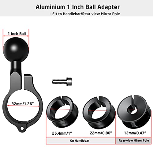 iMESTOU Aluminium 1" Ball Mount Adapter, iMESOTU Ball Base Fits to Handlebar Diameter 0.86"-1"-1.26" or Rear-View Mirror Pole Compatible with Ram Phone Mounts with 1 Inch Ball Sockets - Image 2