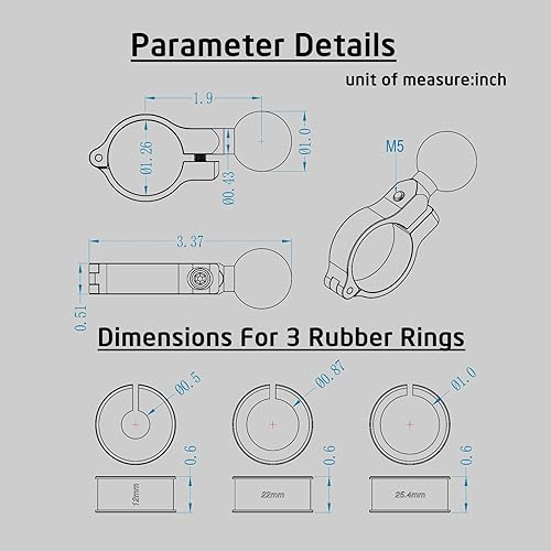iMESTOU Aluminium 1" Ball Mount Adapter, iMESOTU Ball Base Fits to Handlebar Diameter 0.86"-1"-1.26" or Rear-View Mirror Pole Compatible with Ram Phone Mounts with 1 Inch Ball Sockets - Image 4
