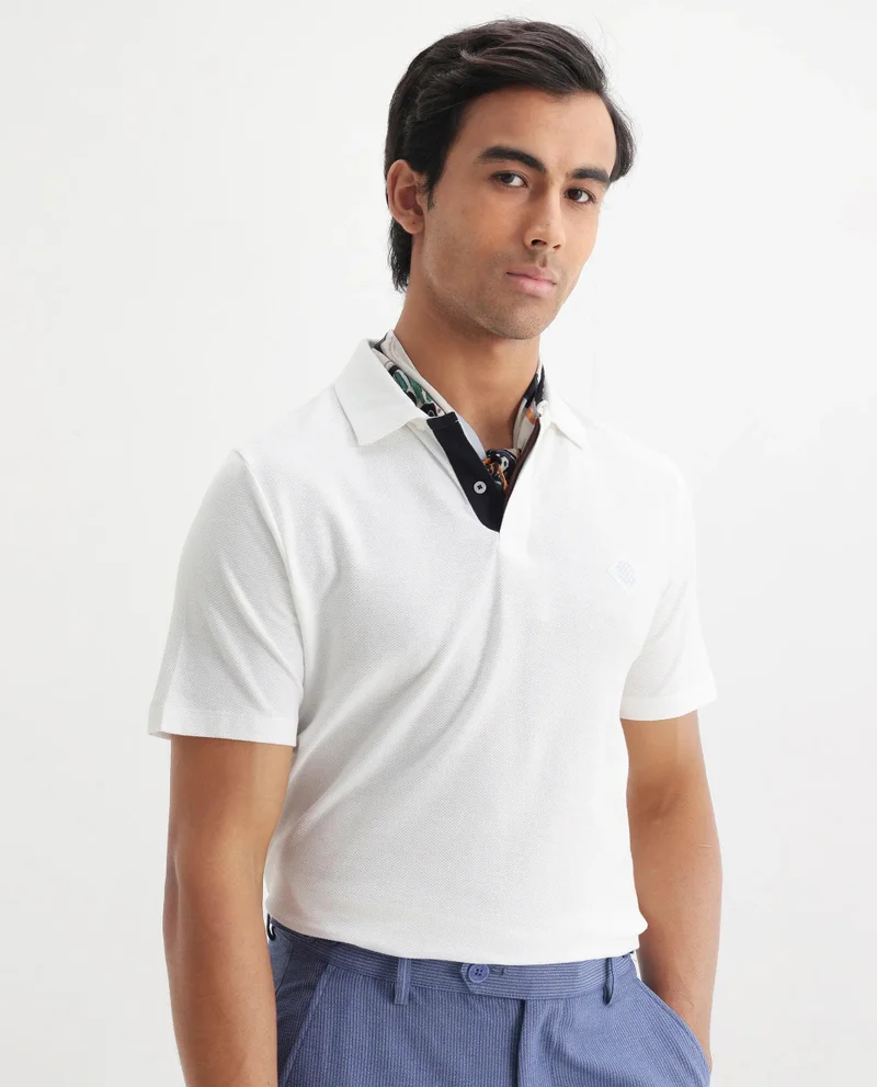 Rare Rabbit Men's Contrasting Placket Knitted Polo