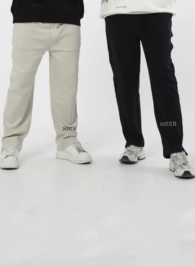 Take Two Beige Relaxed Fit Logo Print Joggers By Noted